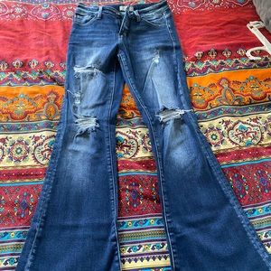 Kancan jeans, size 27, distressed style, flared